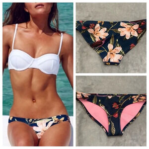 Triangl Delphine navy floral neoprene scuba bikini bottoms 21570